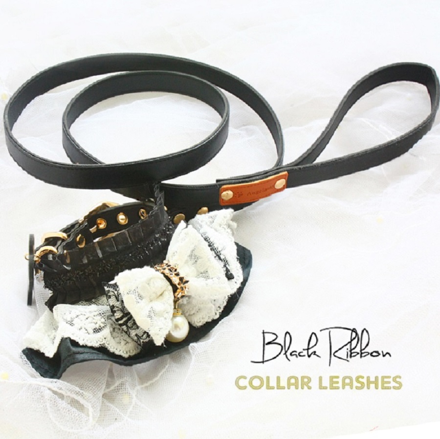 

Free shipping dog collar dog leash Baroque style black lace scarf neckerchief dog accessories pet tie poodle Maltese