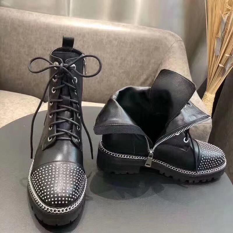 

rocker 2019101601 40 BLACK GENUINE LEATHER CALFSKIN STUD CAP TOE LACE UP MILITARY FLAT SHORT BOOTS FASHION, Black/ask size first