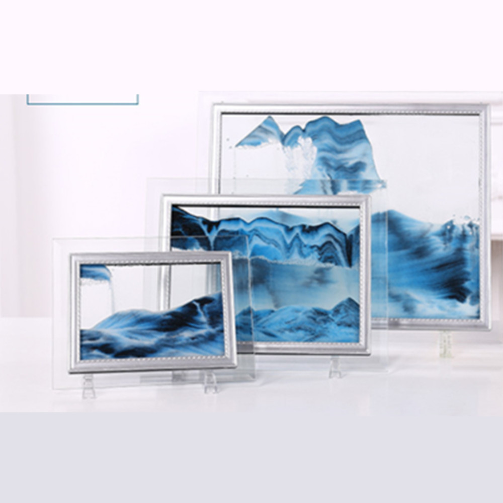 

Explosion style simple 3D geomantic sand painting hourglass glass crafts creative gift decoration living room decoration sand gi