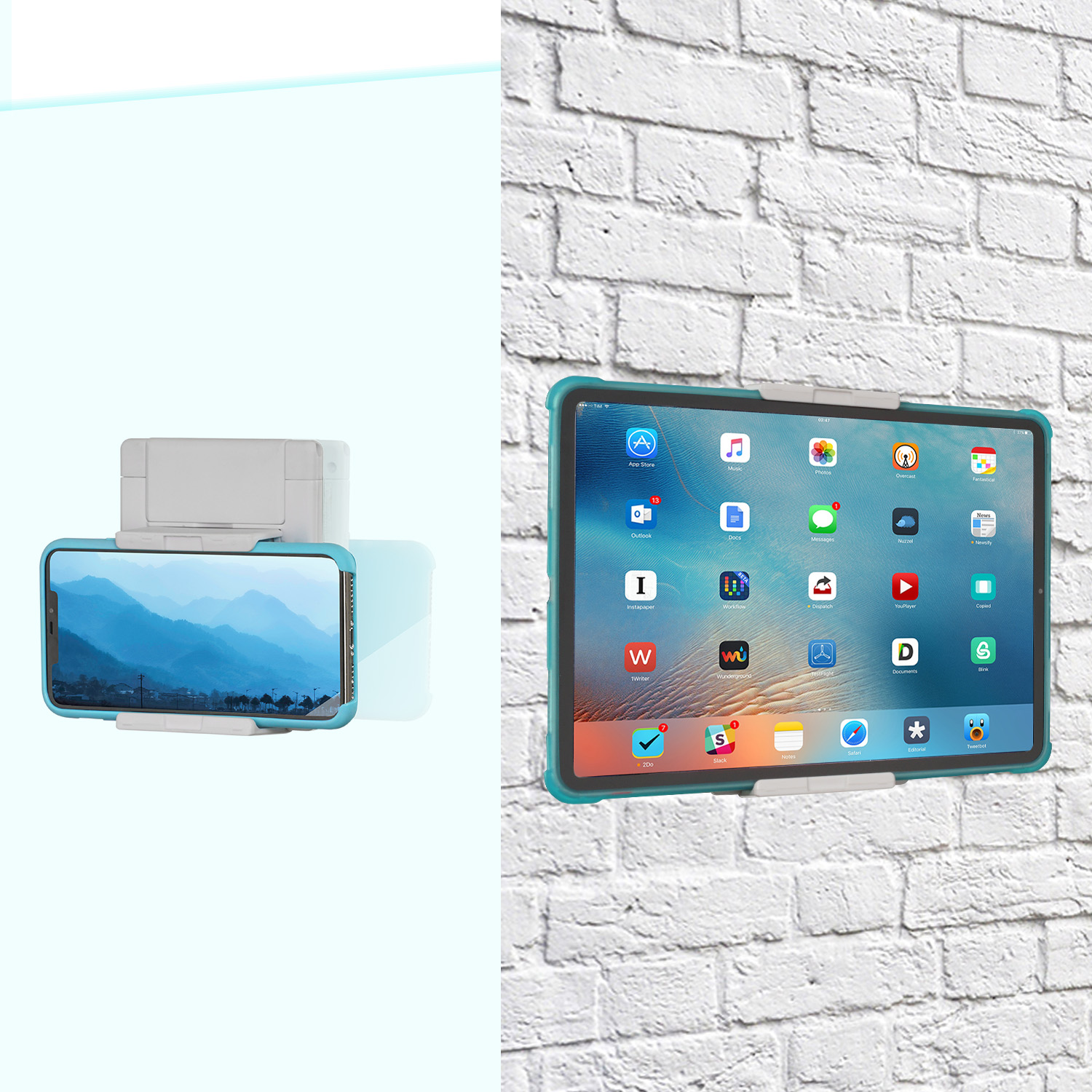 

TFY Tablets and Smartphones Holder Wall Mount for Fits on Kitchen, Bathroom, Bedroom, Reading Room and more -White