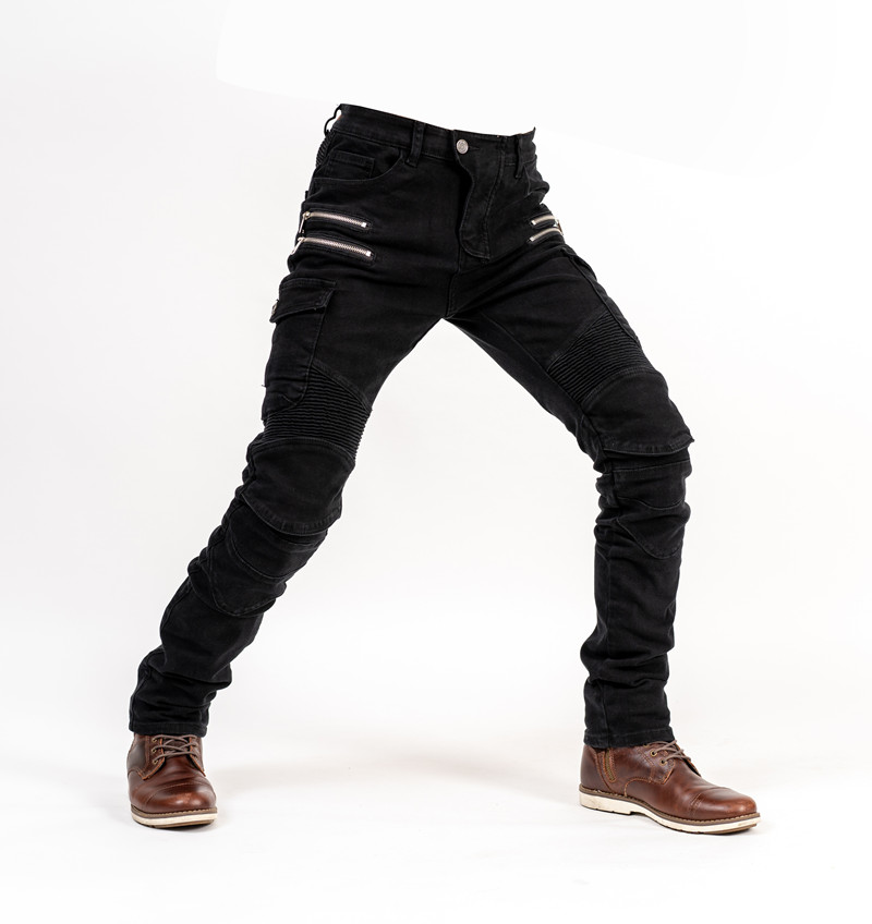

2019 New Men and women jeans outdoor Riding Jeans zipper Motorcycle Racing anti-fall Pants Gift pads, With pad