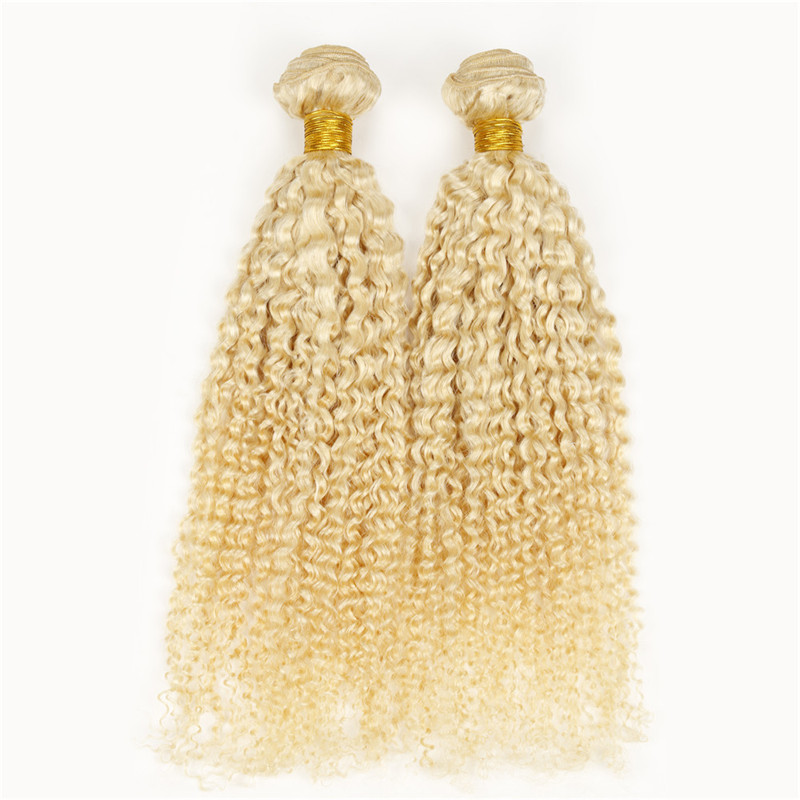 

Irina 2pcs Brazilian Peruvian Malaysian Indian remy virgin weave jerry curl Funmi Hair kinky curly brazilian hair 613 deep wave curly hair, Blonde