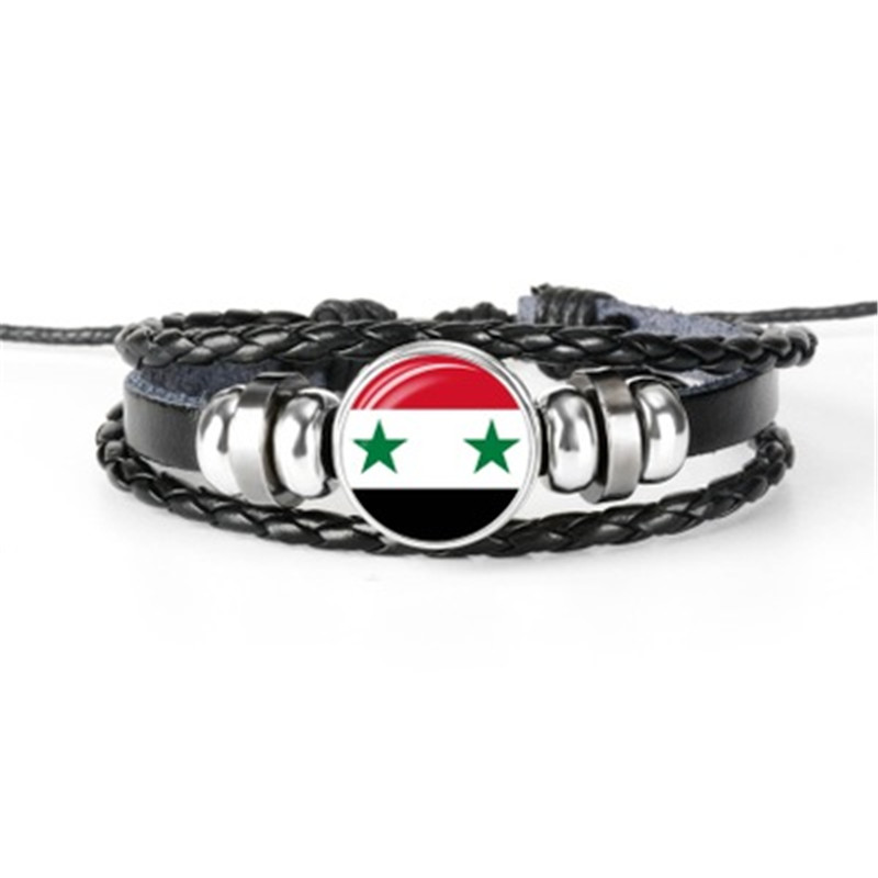 

Hot sale flag bracelets for Tajikistan, Tanzania, Tonga, Tunisia, USA, Syria, hand-woven leather bracelet gift