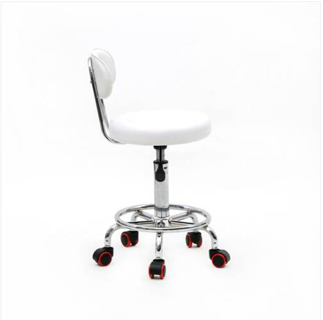 

Fashion 2021 Wholesales HOT Sales Round Shape Adjustable Salon Stool with Back and Line White