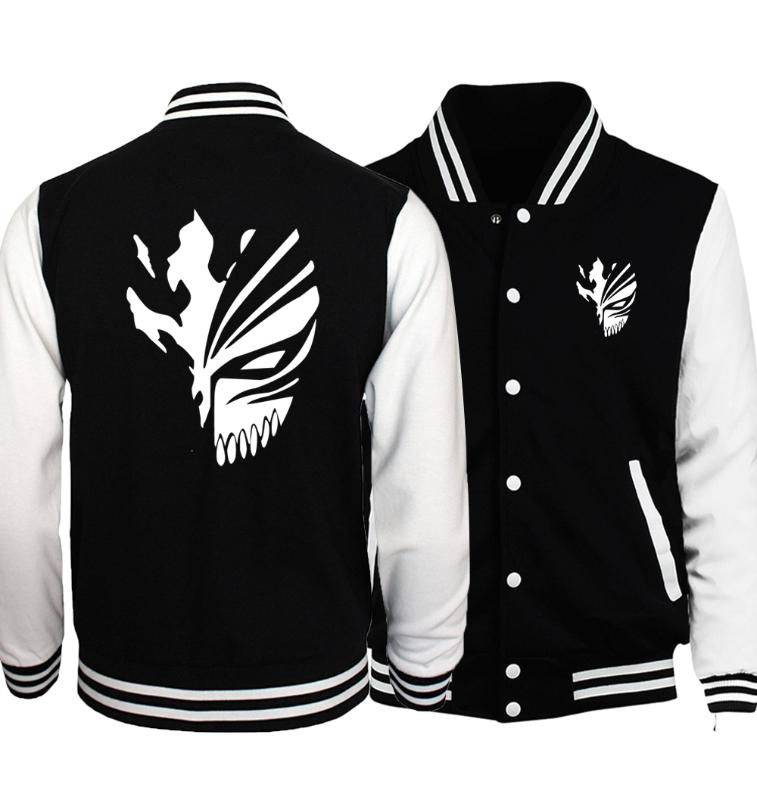 

Japanese Anime BLEACH Kurosaki Ichigo Jacket Men 2017 Spring Night Lights Hoodie Men Baseball Jackets Death Note Cosplay Coat, Black white 1