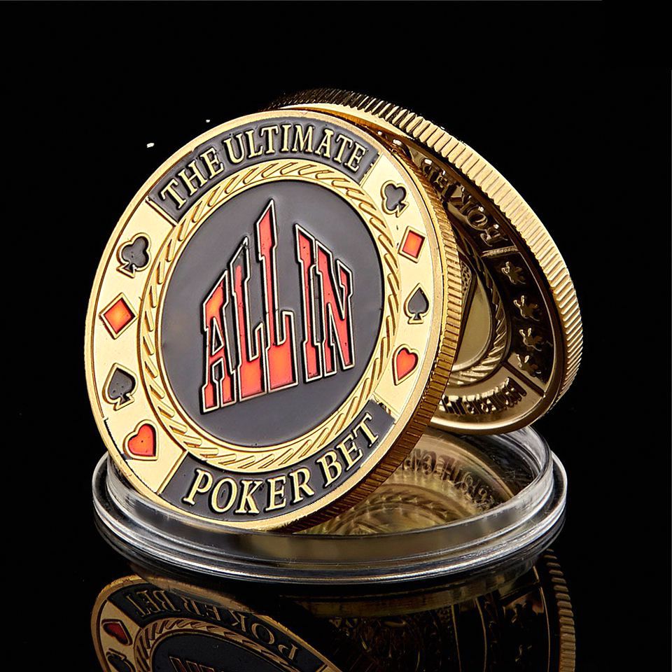 Arts and Crafts Chip Poker Game Guard Card Protector Coin All In Gold Plated With Round Case Metal Craft Poker-image-523815683