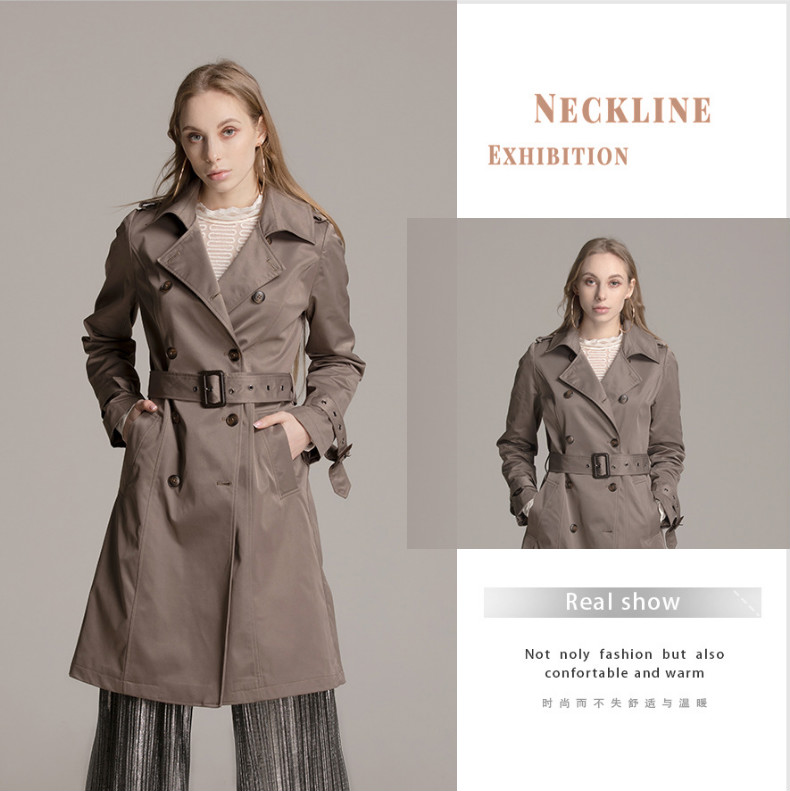 

Vintage Slim Windbreaker Warme Instagram Fashion High Quality Streetwear Vogue Trench Elegant Coats Women Clothing 2019, Brown