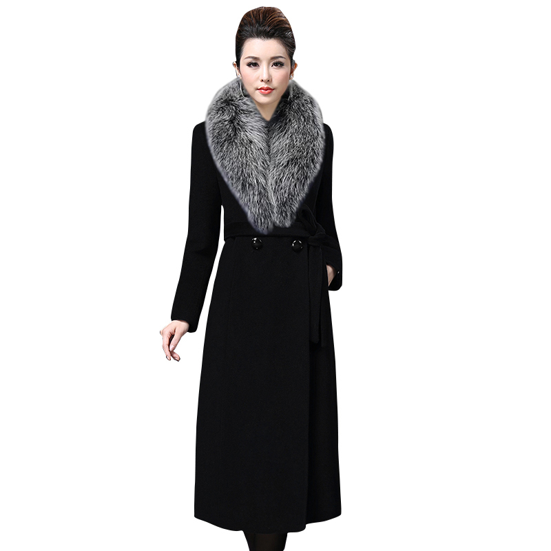 

Elegant Women Blends Wool Coat fashion belt Korea Women' jacket Autumn Winter Windbreaker Female Long Outerwear Warm fur Coat, Purple