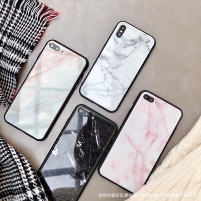 

Fashion New Marble Tempered Glass Phone Case For Apple iPhone X 8 7 6 6s Plus All inclusive Case soft Edge Cover For iPhone Xs max XR Coque, Blue