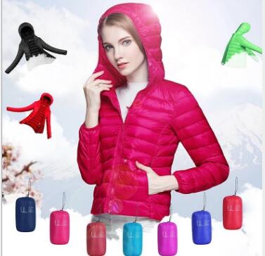 

Wholesale new women's hooded short white duck down jacket, Rose red