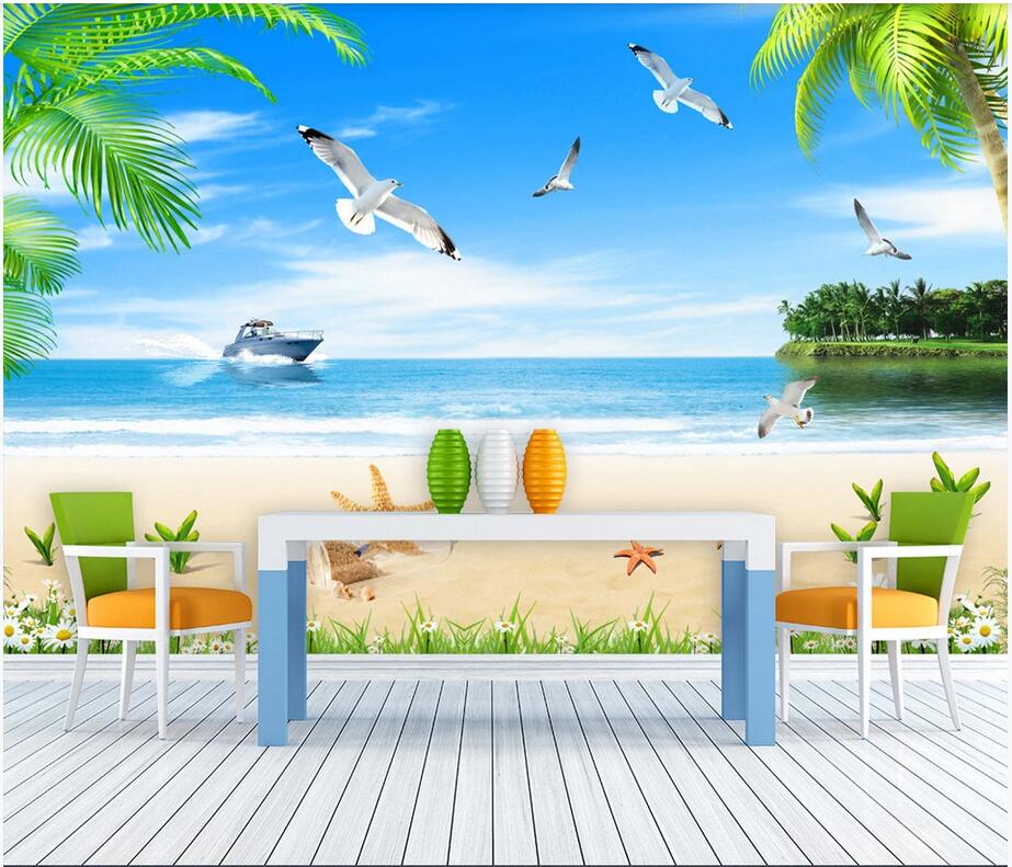 

3d wallpaper stickers custom photo 3D fantasy Maldives vacation beach TV background wall painting sticker wallpaper for walls 3 d, Non-woven wallpaper