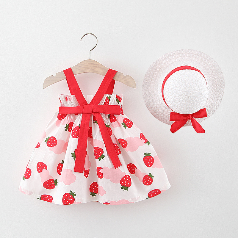 

Summer Baby Dress + Hat 2PCS Infant Dress Cotton Baby Slip Kids Clothes, Yellow