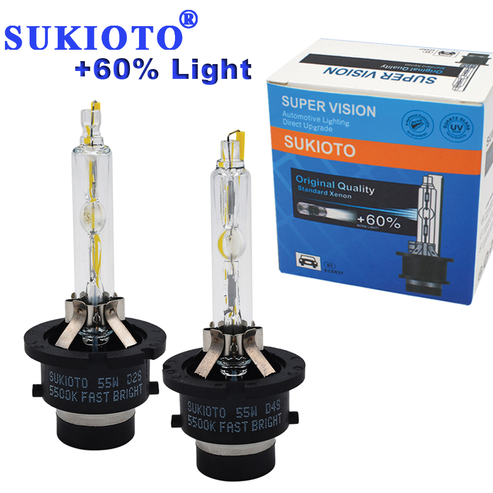 

SUKIOTO Super Bright 55W Xenon D2S D4S xenon HID bulbs 5500K White D2S D4S hid lights replace lamp for D2 ballast canbus kit