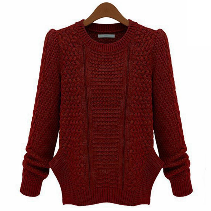 

Winter Female Fashion Casual Cozy Sweater Women Autumn Tops Solid Color O-neck Pull Slim Sweaters, 02