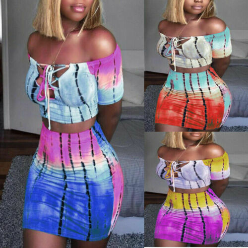 Women dresses 2 Piece Bandage Set Sexy Bodycon Strapless Croped Tops + Mini Wrap Skirt Ladies Summer Casual Clubwear Clothes