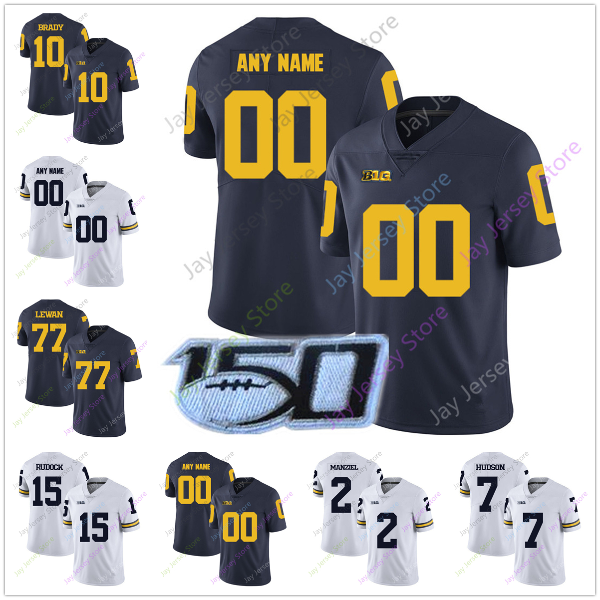 

2019 Michigan Wolverines College Football Jersey 2 Johnny Manzie Jabrill Peppers Charles Woodson 55 Brandon Graham Michael Dwumfour, With 150th patch
