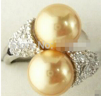 

903 Golden South Shell Sea Pearl Ring Size 7-9