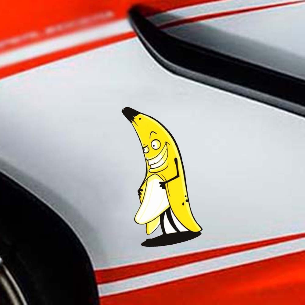 

4.5*9cm Big Funny Banana Man Luggage Cart Notebook Sticker Vinyl Accessories Decorative Car Accessories Decal, Color