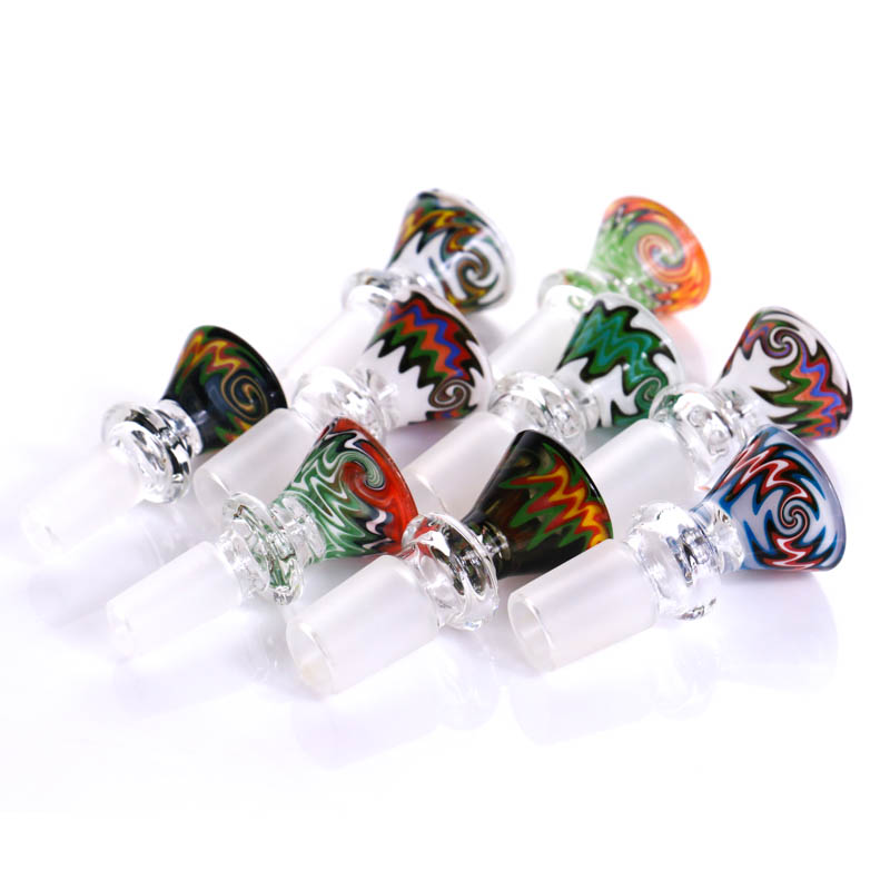 

Colored Hookahs Heady Glass Bowl With Big Ox Horn Handle 14mm 18mm Male Joint For Bubbler And Ash Catcher Bong Water Pipe