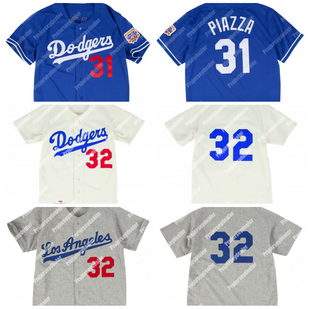 

31 Mike Piazza 1997 Jersey 32 Sandy Koufax 1962 1963 1965 Custom Vintage Baseball Jerseys All Stitched Fast, 32 sandy koufax 1962 white
