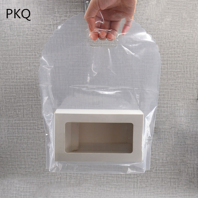 

50pcs transparent Plastic Packaging Bags With Handle clear Gift Bag Home Storage bag Plastic Gift Cloth Storage Shopping