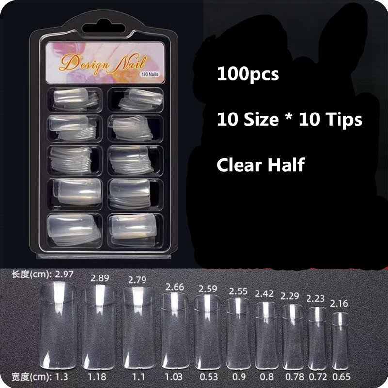 

100pcs Nail False Tips 8 style Water drop french shaped Fake artificial Nails Tips Gel Display nail arts Sticker manicure tools, Clear full