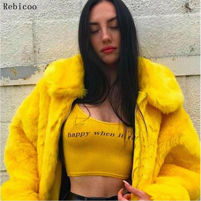 

New Women Winter High Quality Thick Warm Faux Fur Ladies Loose Plus Size Fashion Casual Coats Female Long sleeve Zipper Parkas, Yellow