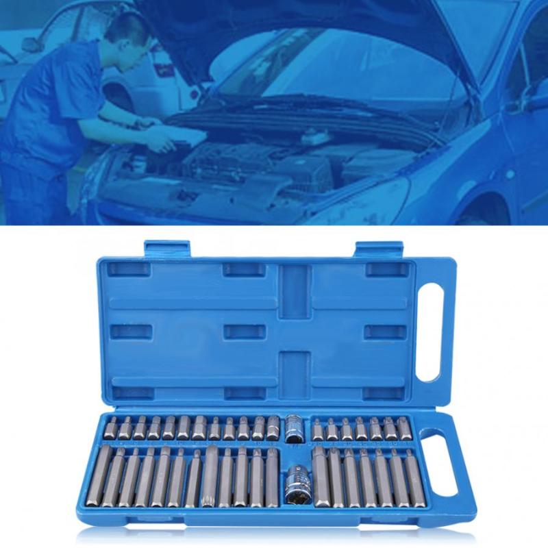 

40Pcs Hex Star Torx Socket Bit Set Tool Kit 1/2inch 3/8inch Drive Screwdriver Car Repair Combination Suit Spline Bit Set