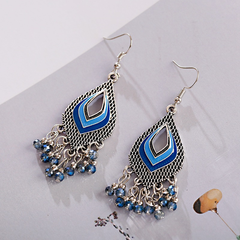 Nueva. Un PAR DE Dangly PLATA TIBETANA CORAZÓN Pendientes de Perla /& Azul Cobalto