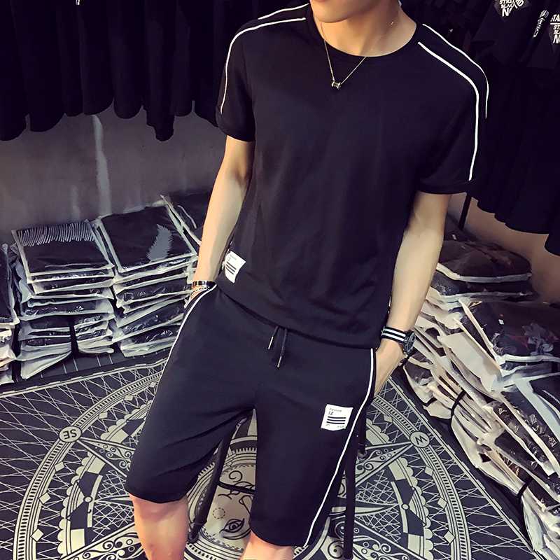 

Men Sets T Shirts+Pants Suit Male Ropa Hombre Ropa Deportiva Hombre Summer Brand Men Shorts Set Trainingspak Heren Sportswear, D129t