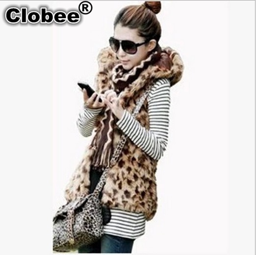 

Colete De Pele Feminina 2019 Plus Size Women Leopard Print Coat 2018 Hooded Sleeveless Waistcoat Long Style Faux Fur Vest X925