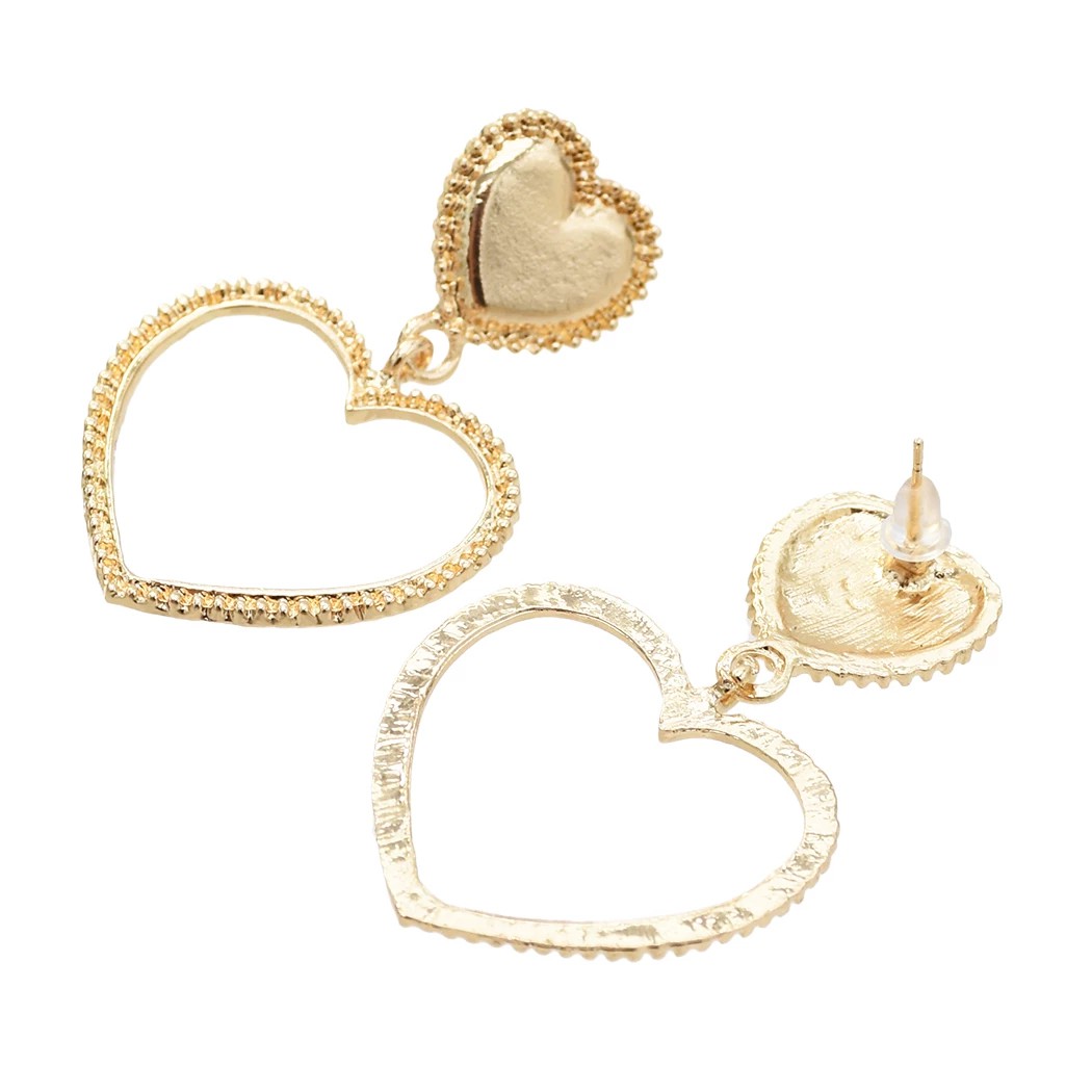 

Double Heart Shape Drop Earrings for Women Lady Wedding Party Gold Plated Jewelry