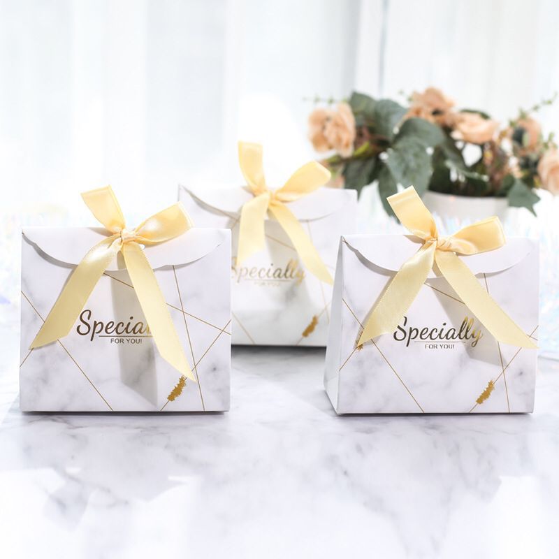 

5pcs Grey Marble Gift Bag Box For Party Baby Shower Paper Chocolate Boxes Package Wedding Favours Birthday Christmas Candy Boxes