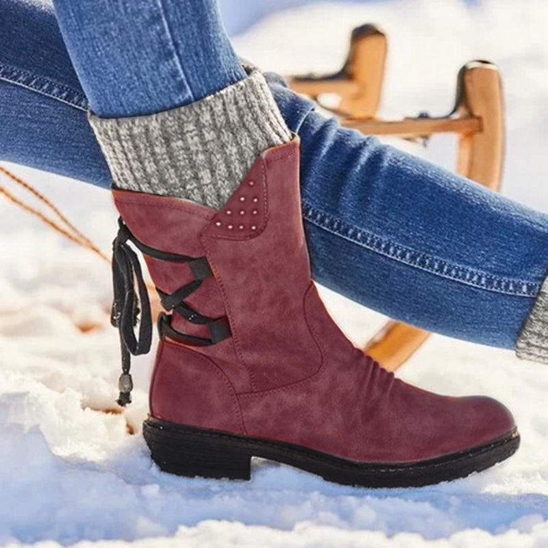

2020 Hot New Autumn Early Winter Shoes Women Flat Heel Boots Fashion Knitting Patchwork Women's Boots Woman Short Botas