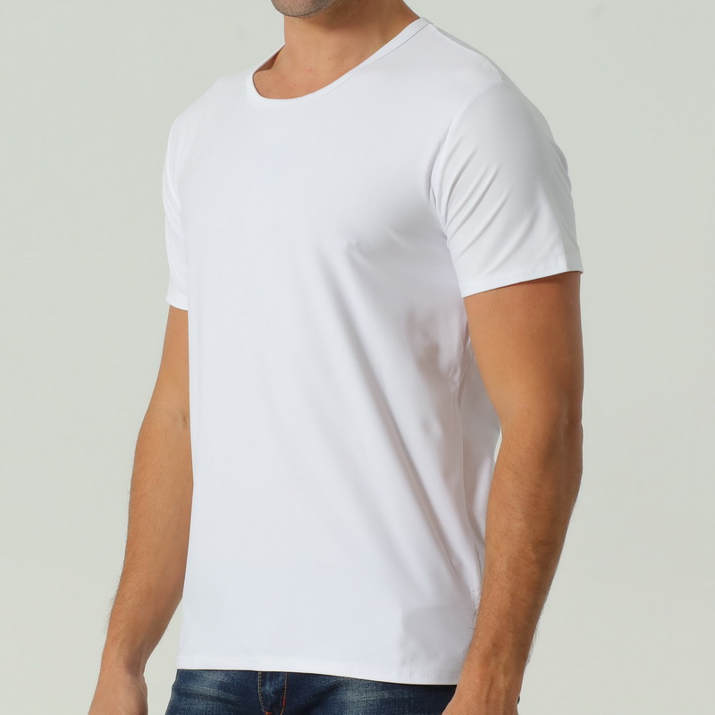 

2020 New fitness modal men t shirt gym clothing man running training sport shirts camiseta masculina white sportswear 9105#