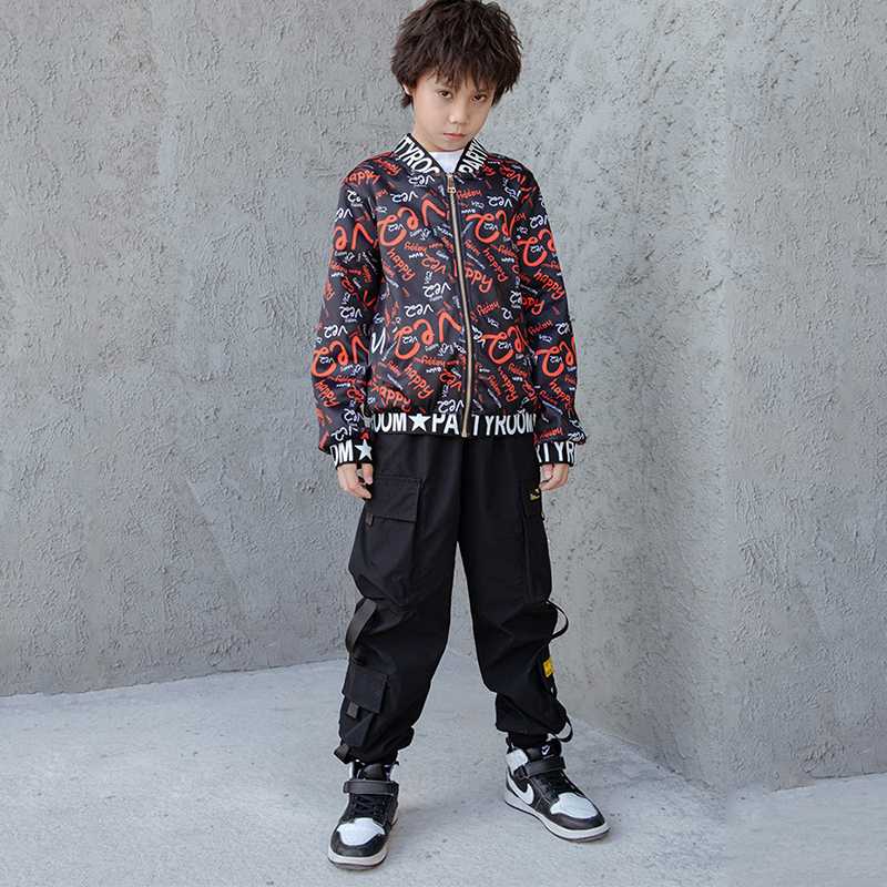 

2019 NEW Jazz Child Dance Costume Boys Children Dance Wear Hip Hop Street Performance Clothes Kids Autumn Clothing DWY2777, Only tops