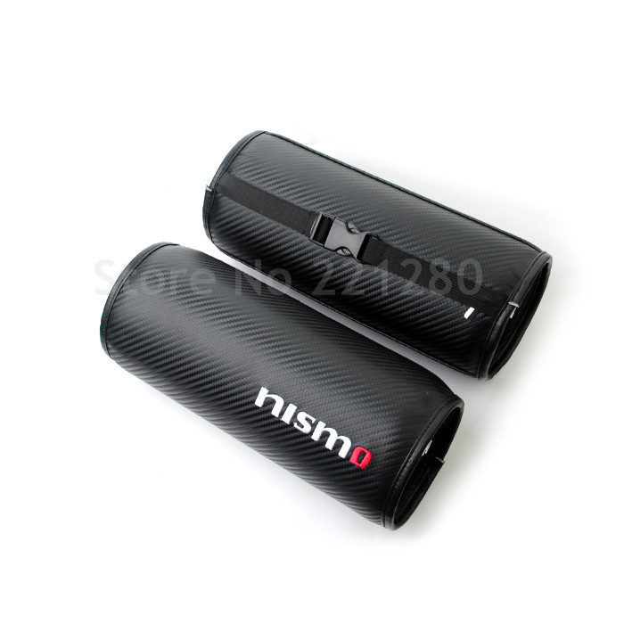 

2Pcs Nismo Neck Cushion Pillows Black Carbon Fiber Circular For Car Seat Headrest Auto Head Rest
