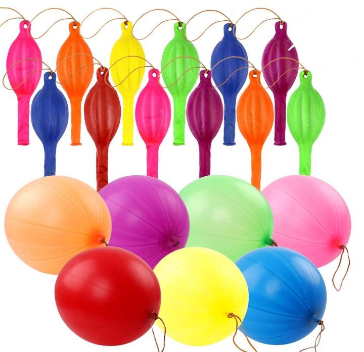 

Punch Balloons Neon Punching Balloon Rubber Band Handle include Pump 16 Inches Various Colors for Gifts Party Favor 6g 8g 10g 12g, Multicolor