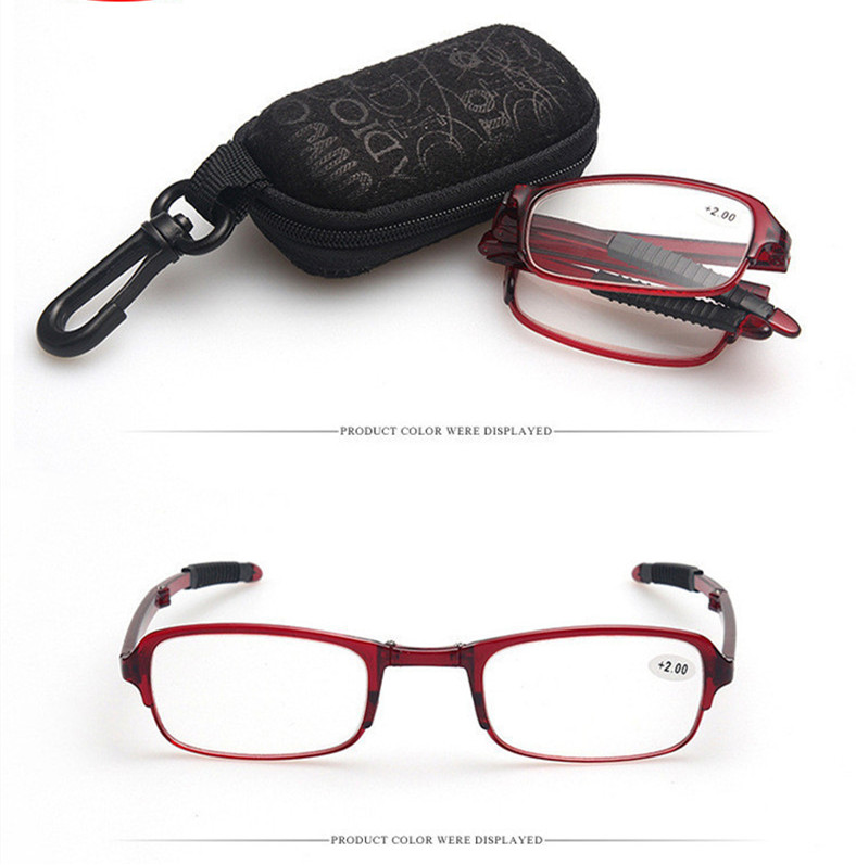 

Unisex Foldable Folding Reading Glasses 2019 Easy Small Carrying Case Men Women Metal glass frame telephoto glasses presbyopic glasses 8862