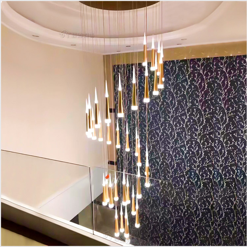 

2020 LED Staircase Hanging Chandelier Modern Stairwell Chandelier Long Stairwell Chandeliers Spiral Staircase Lighting Hanging Lamps