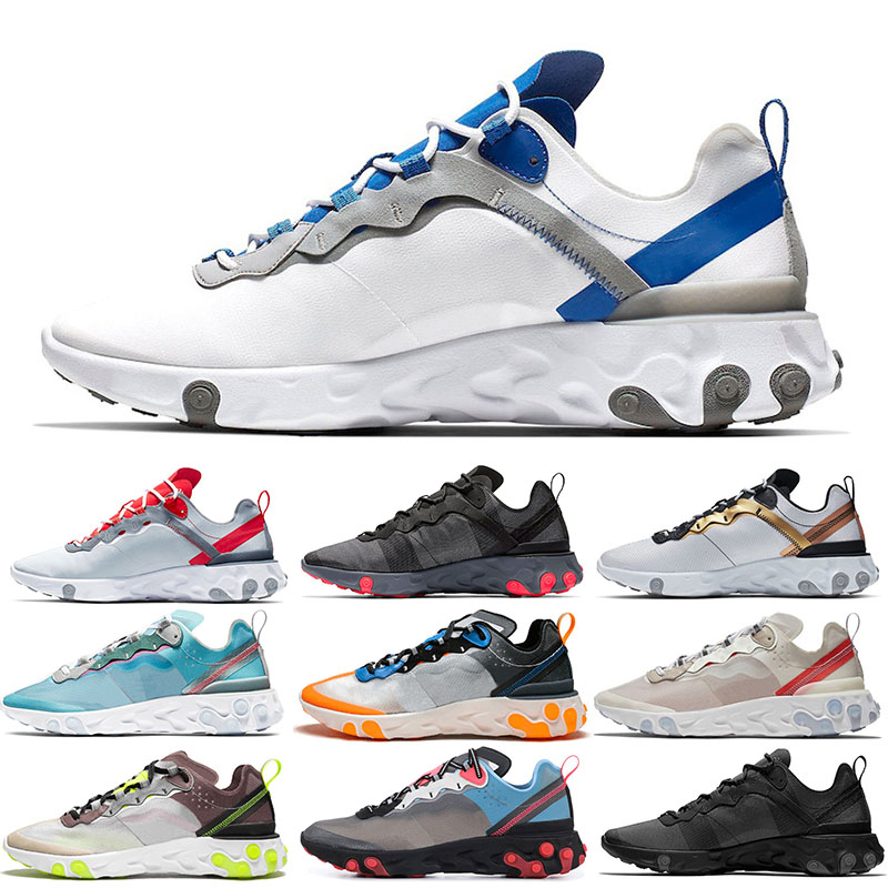 

Top Quality React Element 55 White Game Royal Blue Red Gold React Element 87 Thunder Orange Volt Racer Dark Grey Trainers Running Shoes, A13 sail light bone