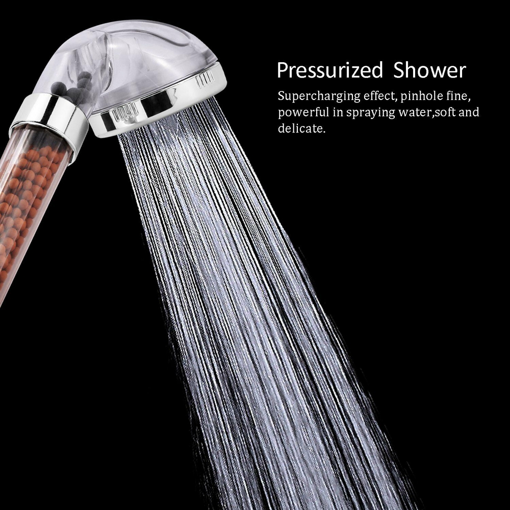 New Stainless Steel Shower Head High Pressure Boosting Water Saving Healthy Negative Ion Filter Balls Beads Bathroom Accessories-image-481591854