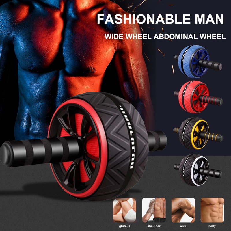 

Hot ABS Abdominal Roller Exercise Wheel Mute Roller Arms Back Belly Core Trainer Body Shape Training Supplies Fitness Equipment, Black