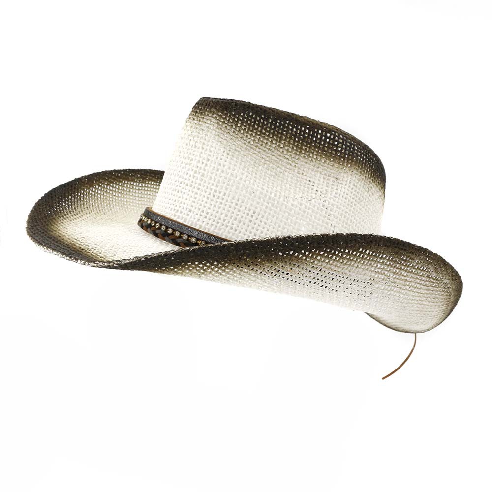 

Summer Outdoor Men Women Paper Straw Sunshade Cap Beach Hat Black Spray Paint Breathable Unisex Panama Style Cowboy Hats, Khaki