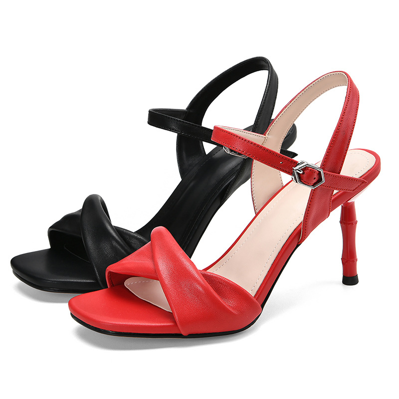 

Women's Shoes Peep Toe High-heeled Summer Women High Quallity Super Heels Lady Casual Shoes Sexy Sandals Genuine Leather, Black