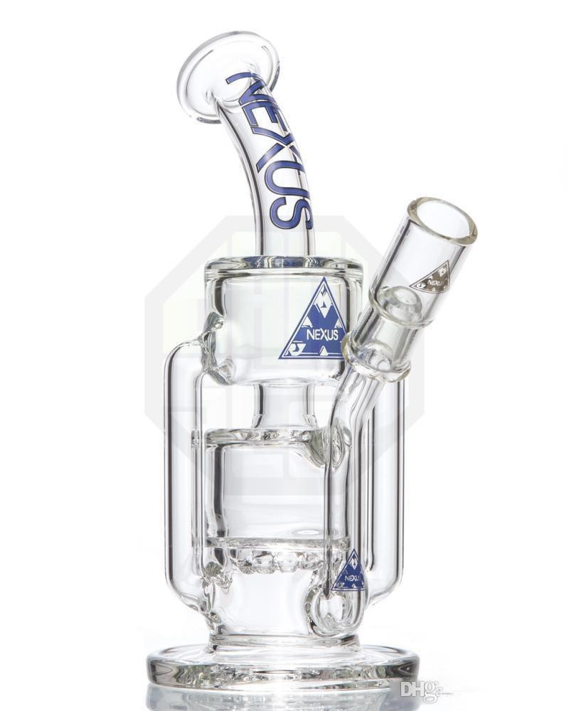 

9.5 Inchs Nexus glass water bongs double recycler bong glass water pipe oil rigs with dome nail 14 mm joint