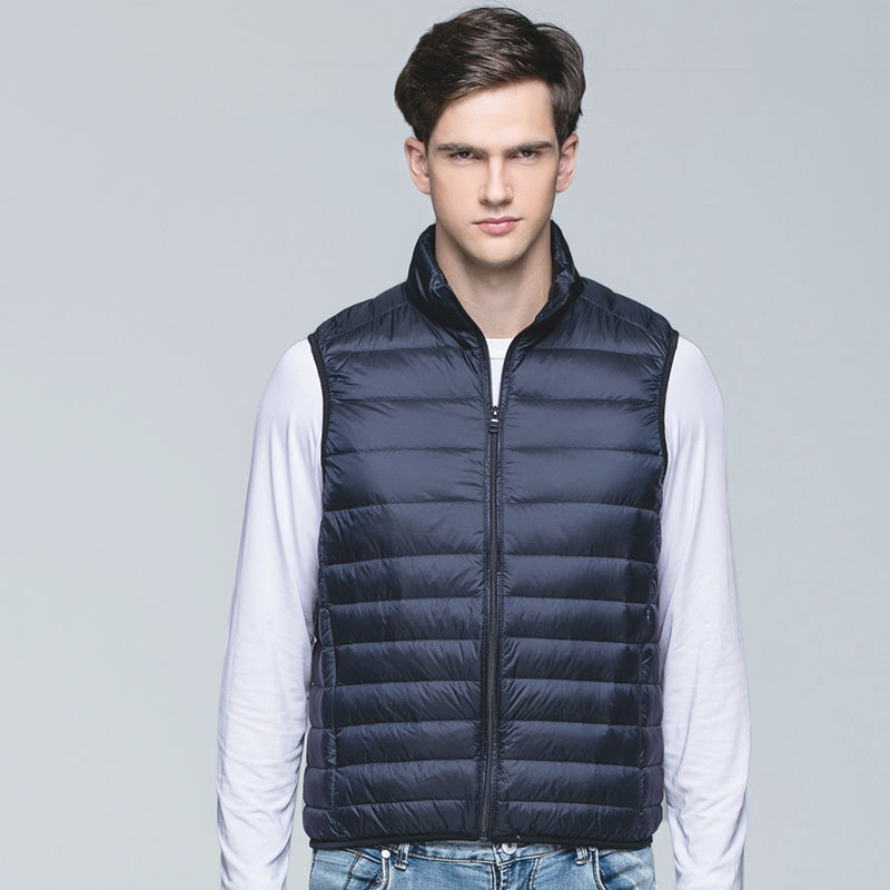 

2019 New Men's Sleeveless Ultralight 90% White Duck Down Warm Vest Men's Casual Vest Warm Jacket Outwear Waistcoat, Blue