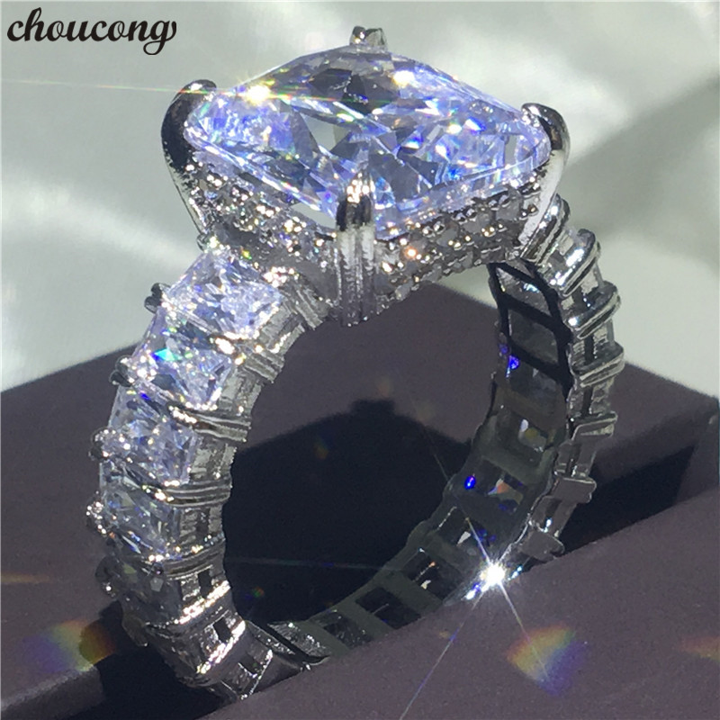 

choucong Full Princess cut Ring 925 Sterling Silver Big 6ct 5A cz Engagement Wedding Band Rings For Women Bridal Jewelry Gift
