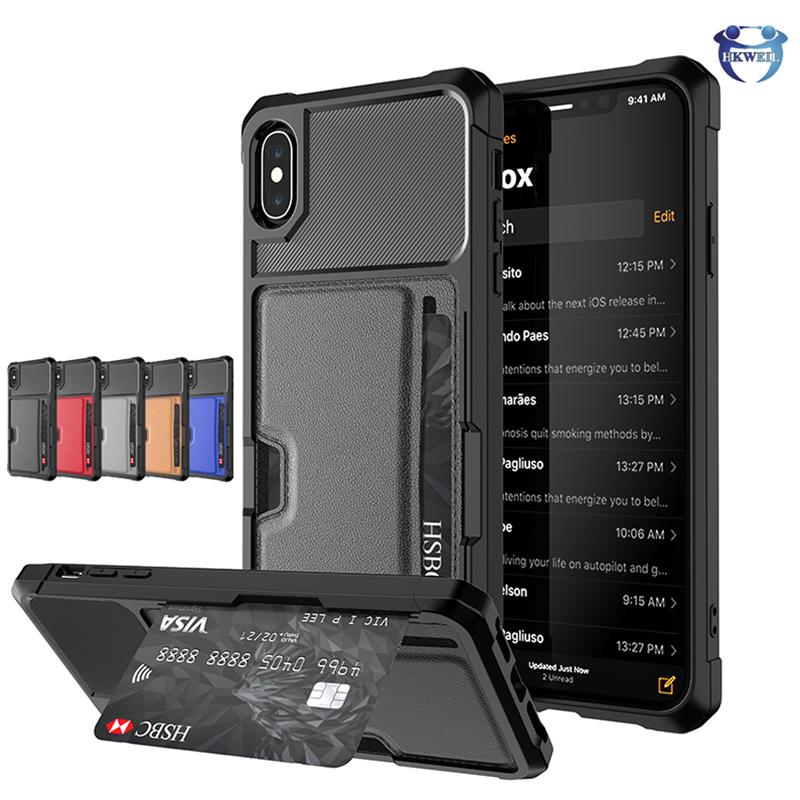

For iPhone Case Shockproof TPU Phone Cases Cover With Card Pocket for iPhone 11 RPO MAX XR XS 6 7 8 Plus, Black