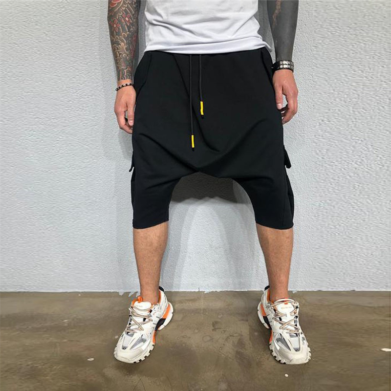 

Men's Harem Loose Slim Fit Solid Color Causal Pocket Calf- Length Pants Casual Color Elastic Elastic Waist Fashion Fit HOT SALE, Gray